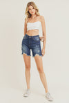 Risen High Waist Distressed Long Short