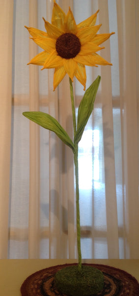 Paper Mache Sunflower w Base - Simple Pleasures ~ Bountiful Treasures